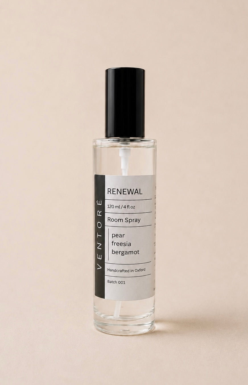 VENTORÉ Renewal room spray 120ml, pear and freesia home fragrance in glass bottle