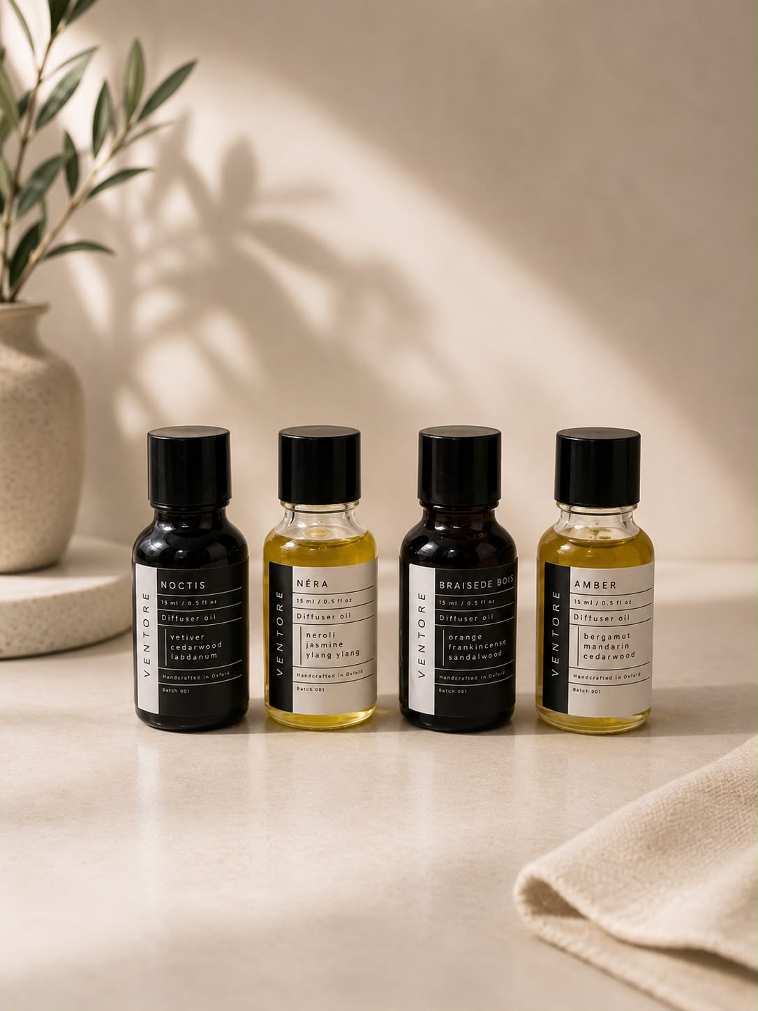 VENTORÉ pure essential oil 15ml diffuser refill in amber glass dropper bottle